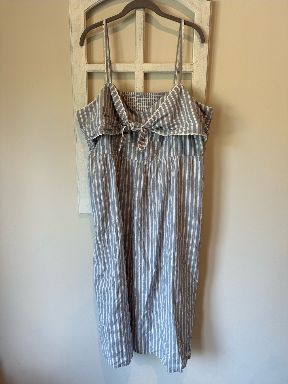 Old Navy Blue and White Striped Midi Dress